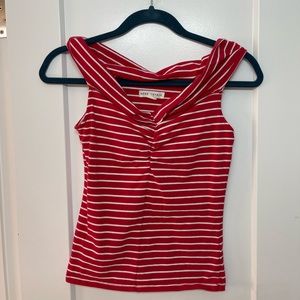 Aeropostale Off shoulder red and white stripe top